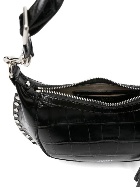 ISABEL MARANT crocodile-embossed studded shoulder bag - Black