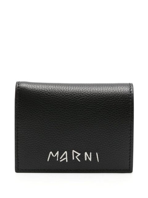 Marni logo-embroidered leather wallet - Black - zdjęcie produktu nr 1