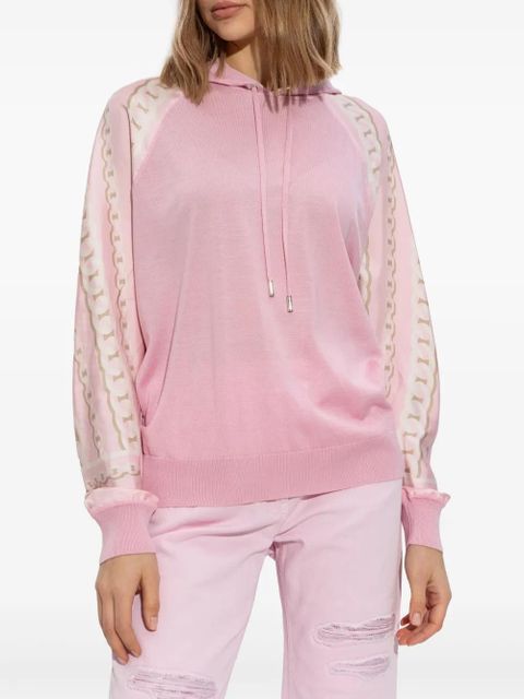 Versace chain-print wool hoodie - Pink