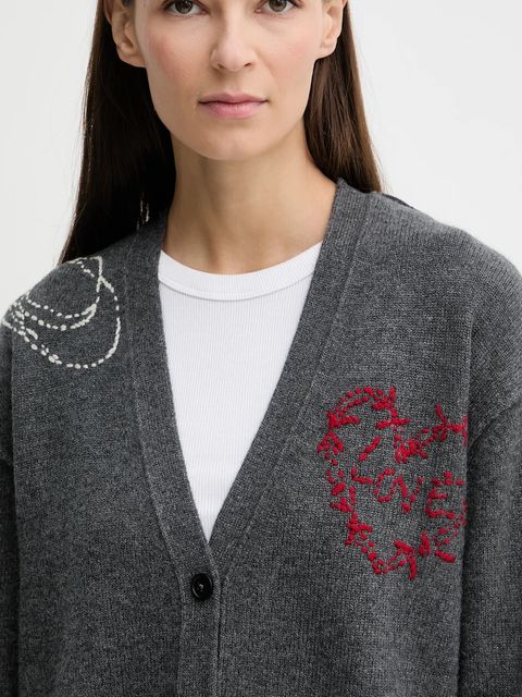 ZADIG&VOLTAIRE kardigan kaszmirowy damski kolor szary KWCA01630