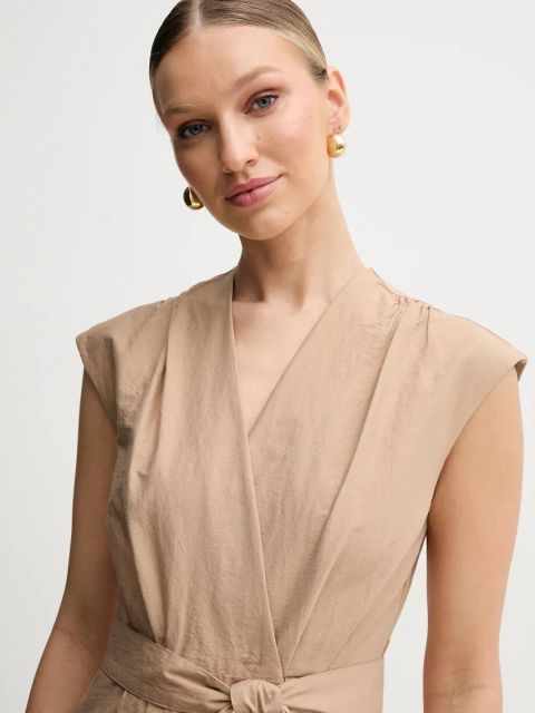 Marella sukienka OSSOLA kolor beżowy midi rozkloszowana 2513221172200