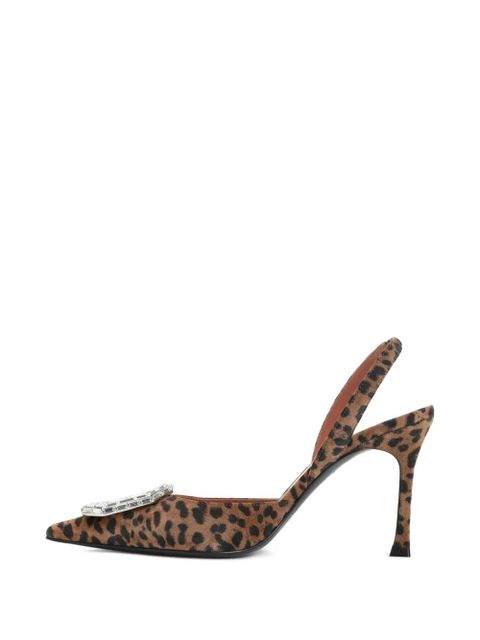Amina Muaddi crystal-embellished slingback pumps - Brown