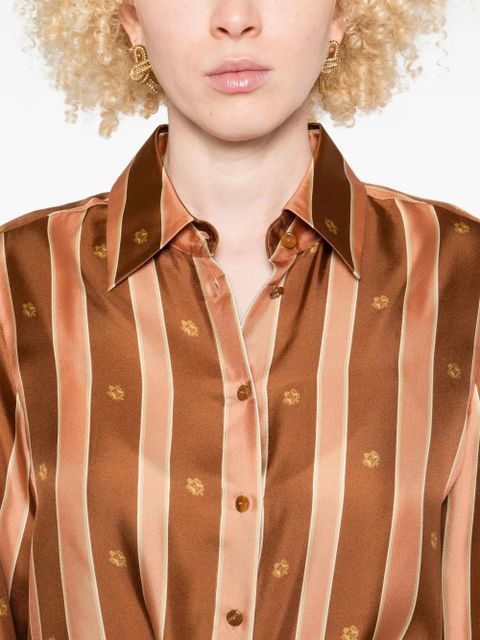 ZIMMERMANN stripe floral-print shirt - Orange