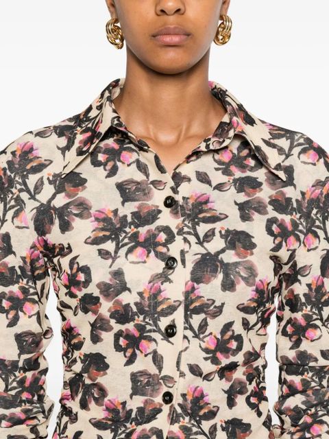 Nanushka floral-print long-sleeved shirt - Neutrals