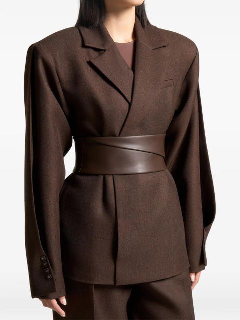Manière De Voir Marie twist-sleeve belted blazer - Brown