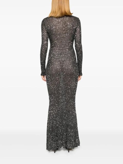 Balenciaga sparkled high-neck maxi dress - Black