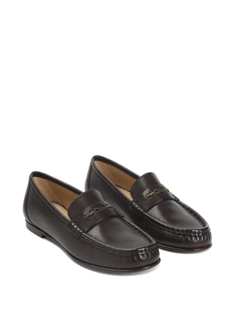 Chloé logo leather loafers - Brown