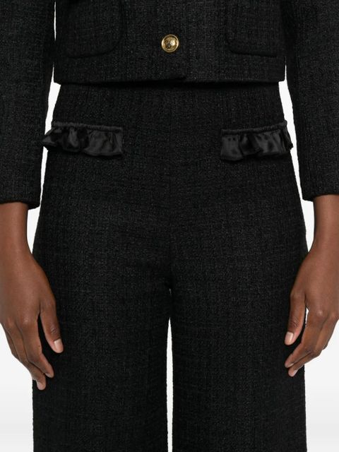 SANDRO ruffled-pocket tweed trousers - Black