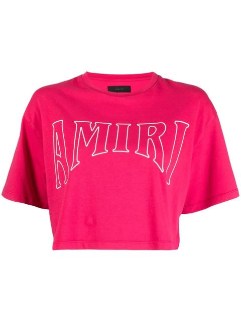 AMIRI logo-print cropped T-shirt - Pink - zdjęcie produktu nr 1