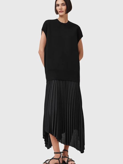 AllSaints sukienka i sweter LEIA kolor czarny midi rozkloszowana W172DC - zdjęcie produktu nr 1