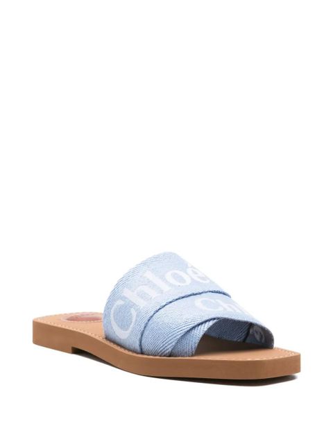 Chloé logo-detail flat slides - Blue - zdjęcie produktu nr 2