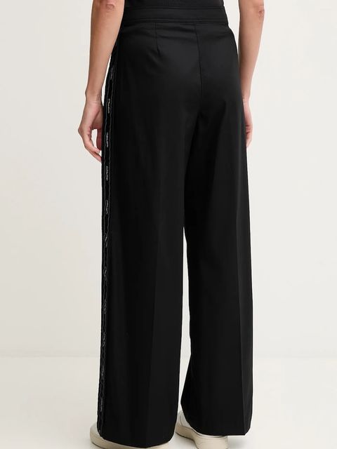 Calvin Klein Jeans spodnie bawełniane damskie kolor czarny szerokie high waist LV044D612G - zdjęcie produktu nr 2