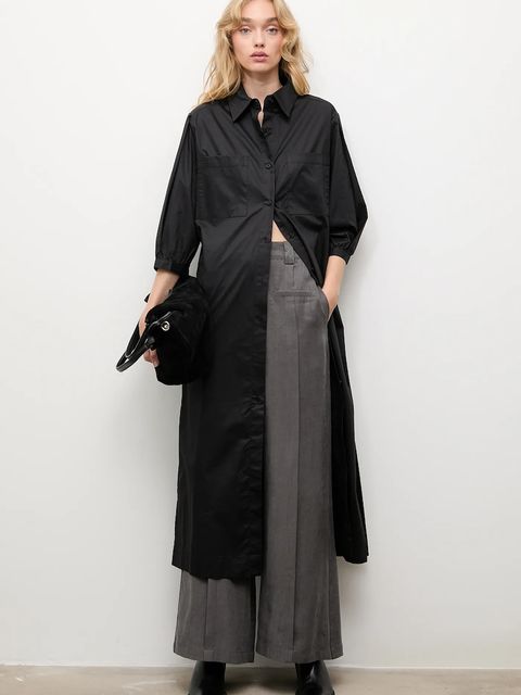 Answear.LAB sukienka bawełniana kolor czarny maxi prosta - zdjęcie produktu nr 1