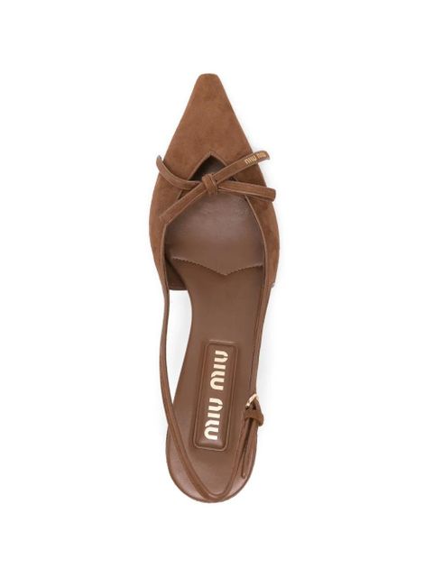 Miu Miu bow point pumps - Brown
