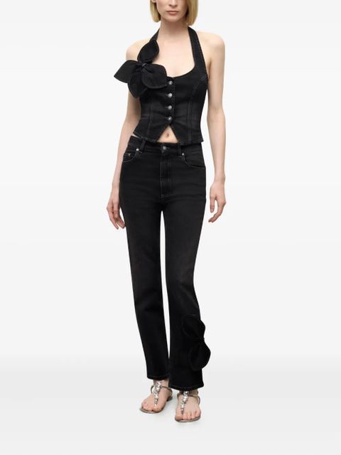 AREA bow denim halter top - Black
