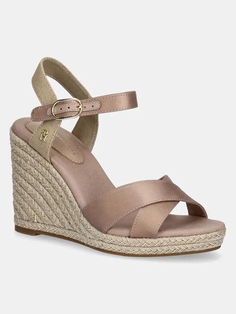 Tommy Hilfiger sandały SATIN HIGH WEDGE ESPADRILLE kolor beżowy FW0FW08602 - zdjęcie produktu nr 1