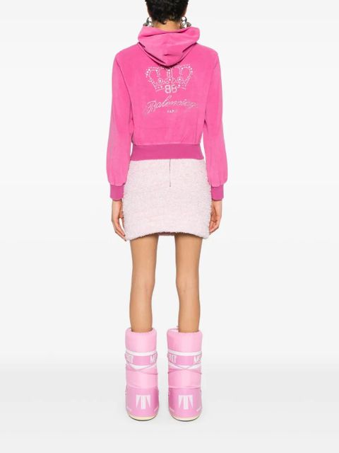 Balenciaga rhinestone-logo zipped hoodie - Pink - zdjęcie produktu nr 2