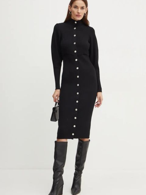 Pinko sukienka kolor czarny midi dopasowana 104019 A15S