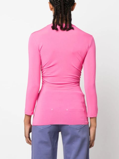 Blumarine floral-appliqué gathered T-shirt - Pink