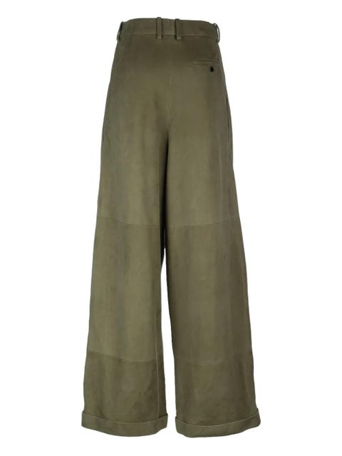 LOEWE suede-panelled culottes - Green - zdjęcie produktu nr 2