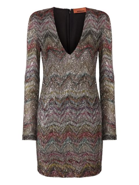 Missoni sequin-embellishment zigzag-pattern mini dress - Neutrals - zdjęcie produktu nr 1