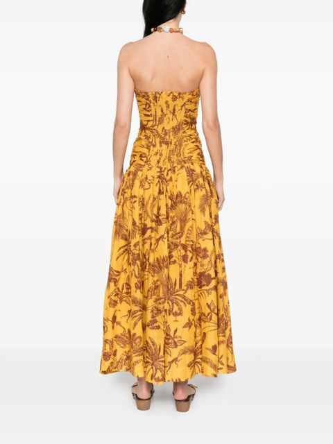 ALEMAIS ruched floral print dress - Yellow