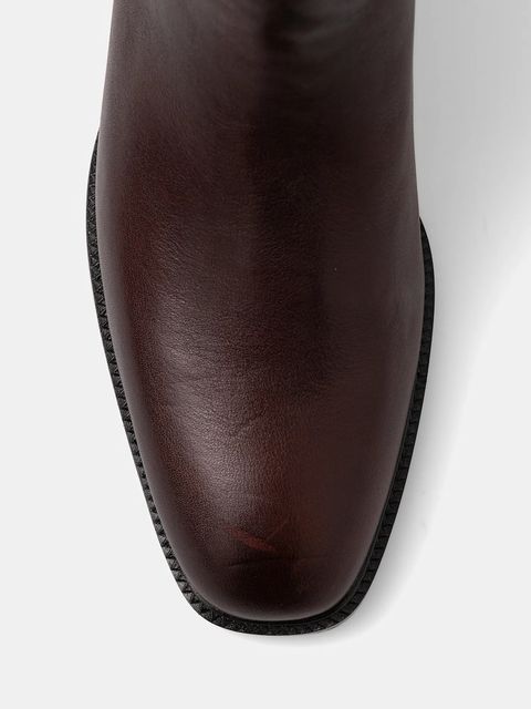 Jeffrey Campbell kozaki skórzane LADA damskie kolor bordowy na płaskim obcasie U321-N01-003