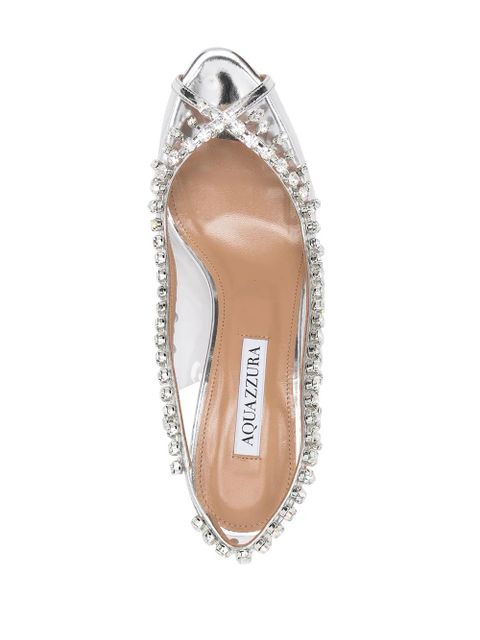 Aquazzura embellished-trim open-toe pumps - Silver