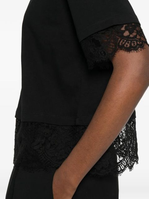 Alexander McQueen lace-trim short-sleeved T-shirt - Black