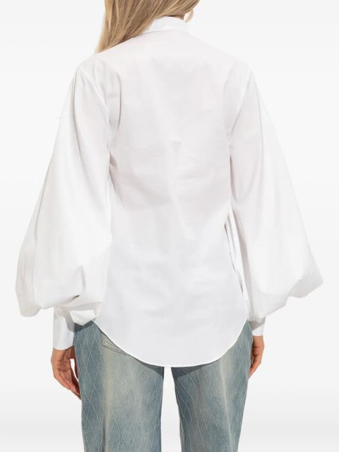 Balmain balloon-sleeve band-collar shirt - White