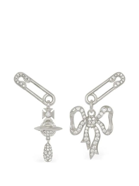 Vivienne Westwood bow safety pin earrings - Silver - zdjęcie produktu nr 1