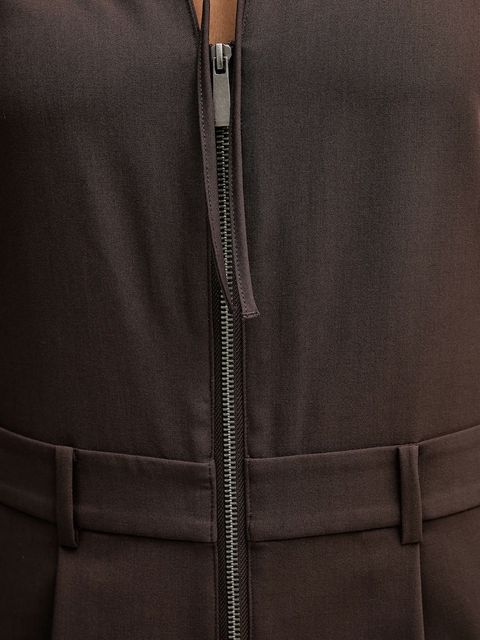 Sisley kombinezon kolor brązowy z dekoltem wiązanym 4RRVLT00R