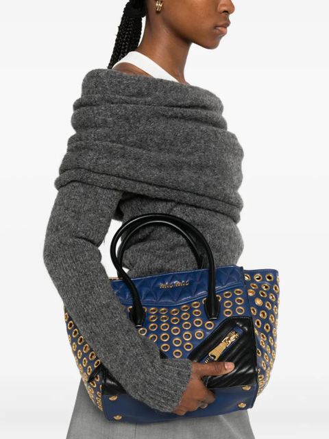 Miu Miu panelled quilted eyelet-detail tote bag - Blue - zdjęcie produktu nr 2