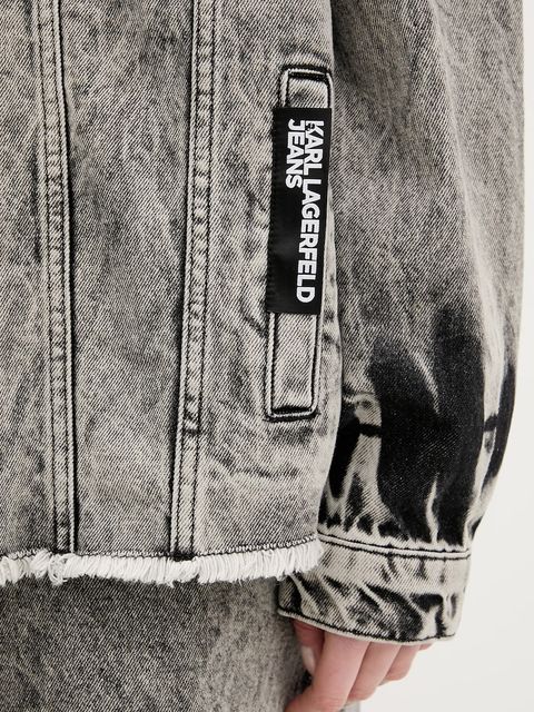Karl Lagerfeld Jeans kurtka jeansowa kolor szary przejściowa B1W14029