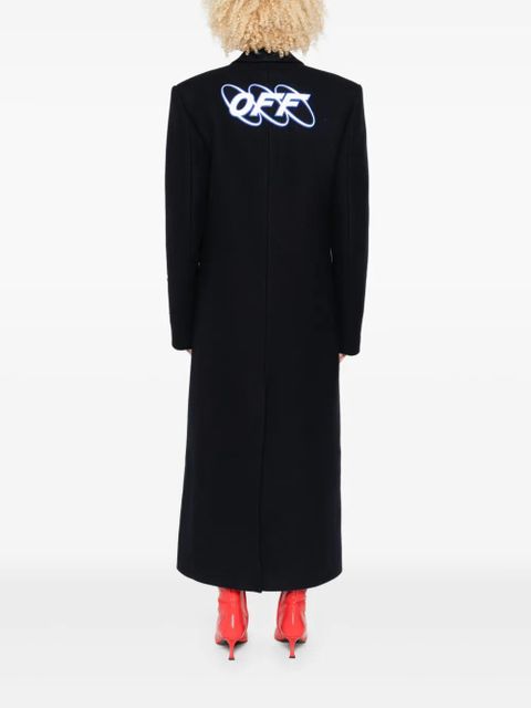 Off-White logo-detail coat - Blue