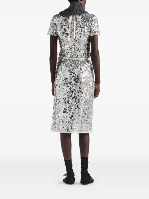 Prada sequin-embellished short-sleeved blouse - Silver