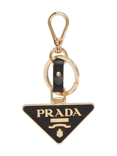Prada triangle-logo leather keychain - Black - zdjęcie produktu nr 1