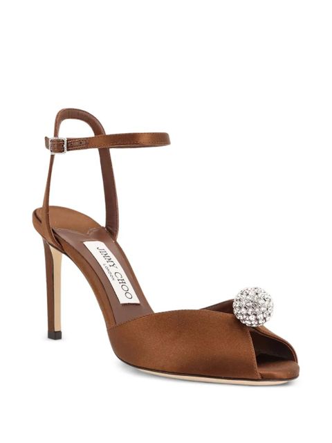 Jimmy Choo 85mm Sacora crystal-embellished sandals - Brown