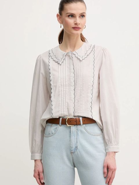 Hoss Intropia koszula bawełniana damska kolor szary regular z kołnierzykiem klasycznym 6289130 - zdjęcie produktu nr 1