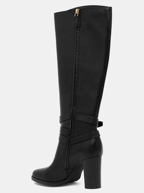 Lauren Ralph Lauren kozaki skórzane Cllns Tl Hl damskie kolor czarny na słupku 802967777001