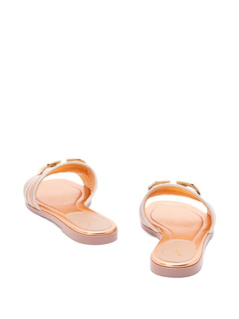 Valentino Garavani logo-detail flat sandals - Neutrals