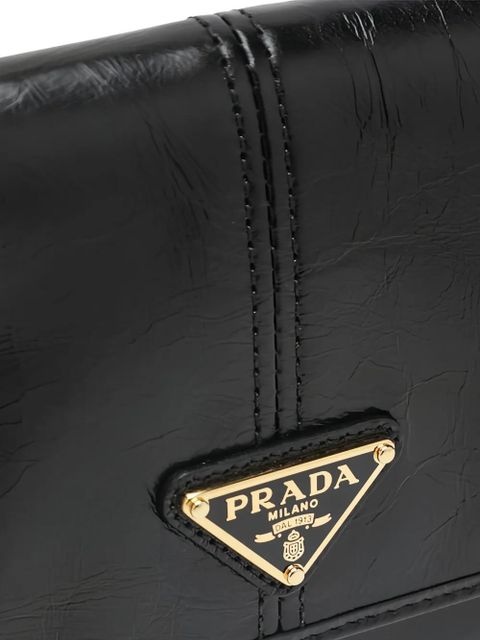 Prada logo-plaque clutch - Black