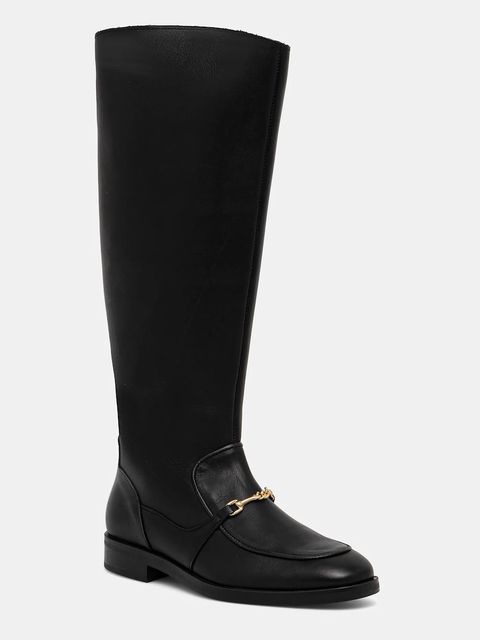 Steve Madden kozaki skórzane Night damskie kolor czarny na płaskim obcasie 11004951 - zdjęcie produktu nr 1