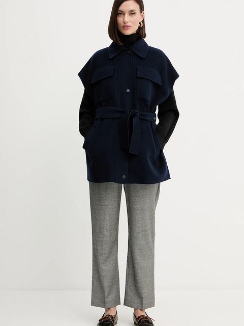 Weekend Max Mara bezrękawnik z wełną ELEGIA kolor granatowy przejściowy 2525276021600