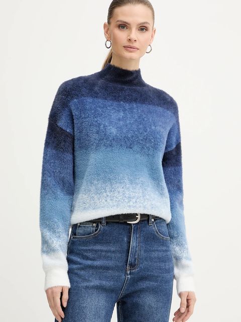 Morgan sweter MDYE damski kolor niebieski z półgolfem MDYE - zdjęcie produktu nr 1