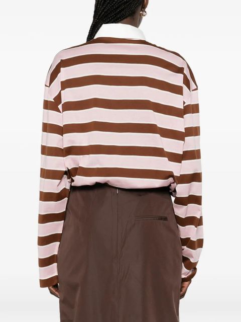 Prada striped drawstring polo shirt - Pink