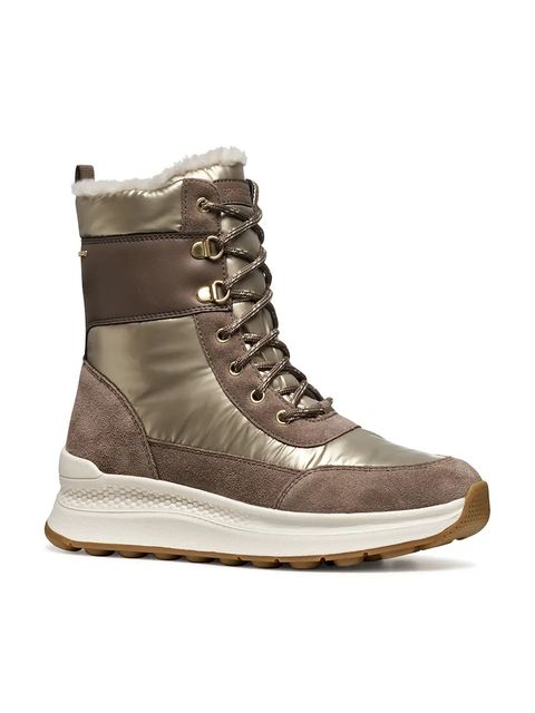 Geox botki D SPHERICA ACTIF X2 damskie kolor brązowy na płaskim obcasie ocieplone D46WPA 0FU22 C6172