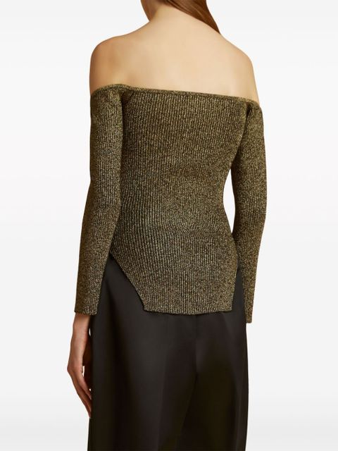 KHAITE The Maria off-shoulder jumper - Green