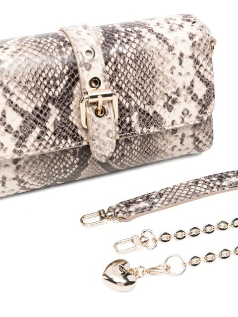 Maje snake-effect buckle-detail cross body bag - Neutrals