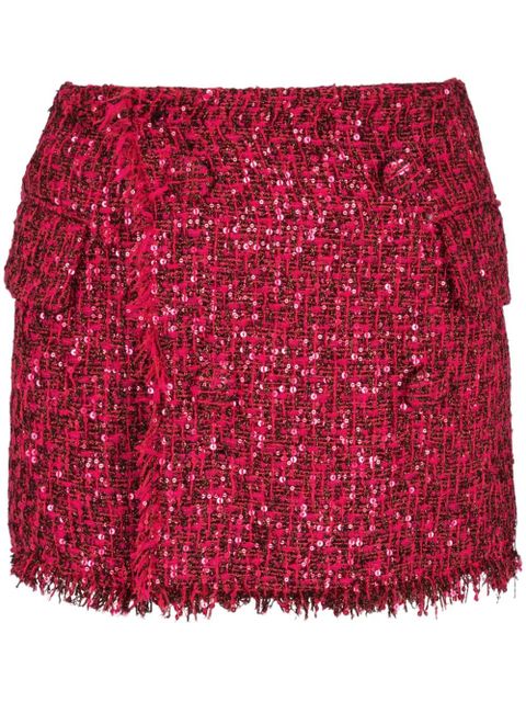 Balmain button-detail tweed mini shorts - Red - zdjęcie produktu nr 1